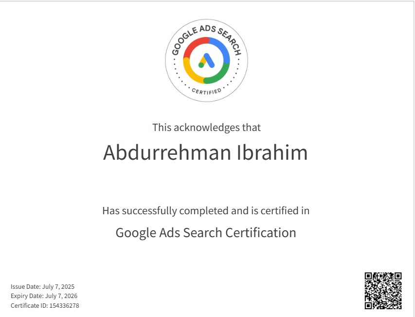 Google ads certificate